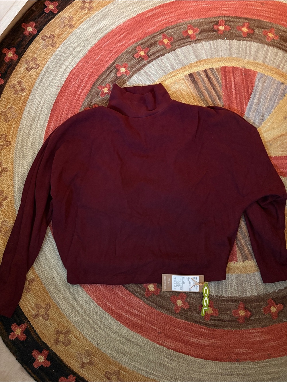 OGL Burgundy Cropped Turtleneck Top M